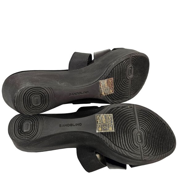 Bandolino B-Flexible Women's Black Wedge Sandals Size 9.5M Synthetic Upper & Sol - Picture 8 of 10